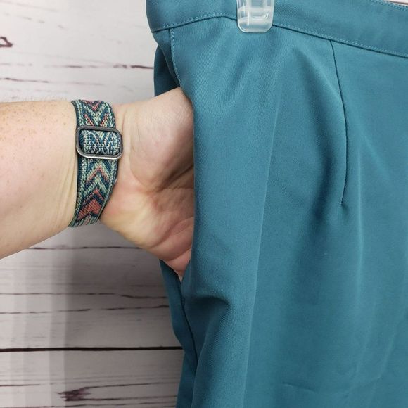 ALFRED DUNNER Woman's Pull On CLASSIC FIT PANTS Size 20 W Peacock Blue‎ Green - Picture 4 of 8